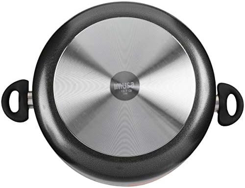 Imusa USA Cookware 127Qt Charcoal Stock Pot with Glass Lid