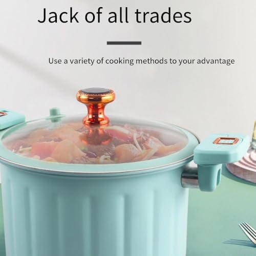 Cast Iron Stock Pot with Glass Lid and Dual Handles Induction Compatible Blue