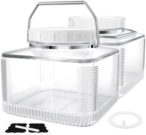 Folinstall 2 Pack 1 Gallon Mason Jars with Lid and Handle