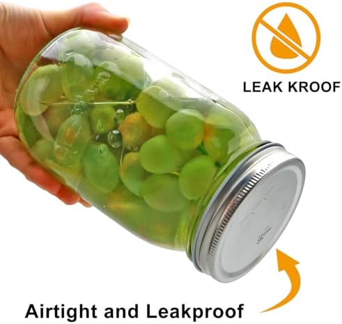 Flrolove 32 OZ Glass Jars 6 Pack with Airtight Lids