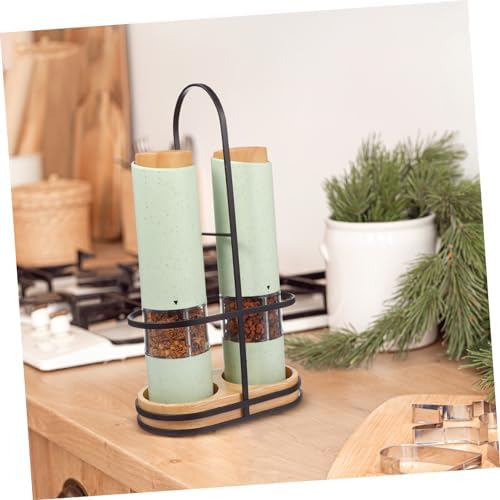 Cabilock 2pcs Adjustable Coarseness Salt Pepper Shaker Set with Stand