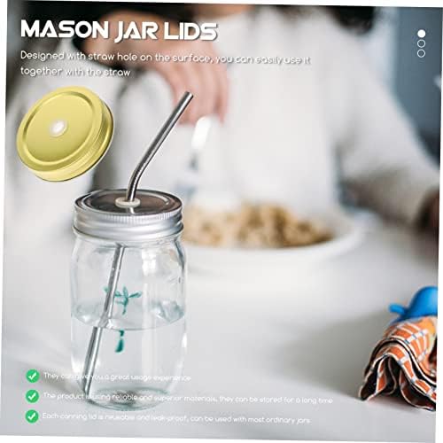 BRIGHTFUFU 48 Pcs Reusable Mason Jar Lids with Straw Hole