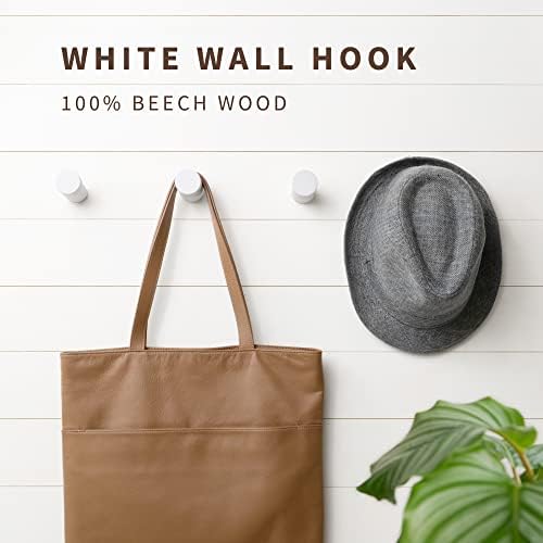 Wooden White Wall Hooks Pack of 4 Modern Farmhouse