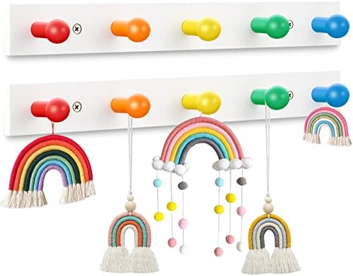 Yousoontic 2 Pcs Kids Rainbow Coat Hooks Wall Mount