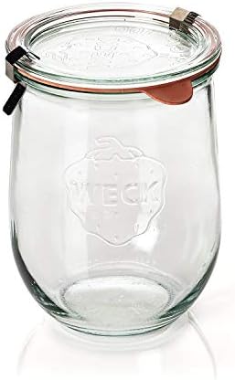 Weck Tulip Jars 1 Liter - 4 Pack Glass Canning Jars with Lid