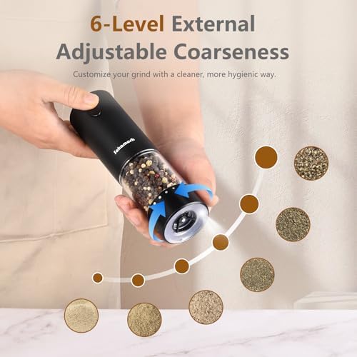 SAKAMOSH Electric Salt Pepper Set with Base 2 Pack
