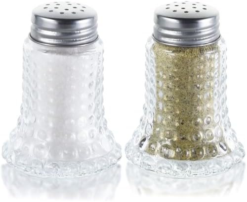 Wongblee Salt Pepper Shaker Glass Set Retro Hobnail Design