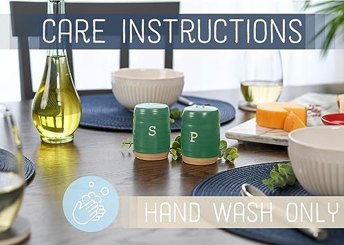 Raw Bottom Forest Green Ceramic Salt Pepper Shaker Set