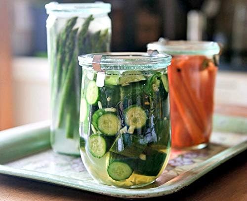 Weck Tulip Jars 1 Liter - 4 Pack Glass Canning Jars with Lid