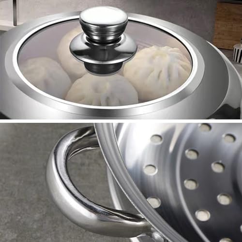 Stainless Steel 11 Inch 2-Tier Steamer Pot with Lid