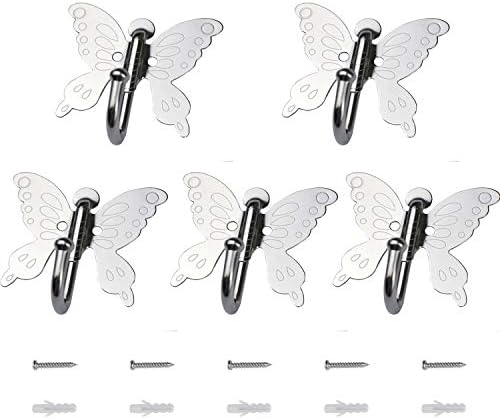 SUNUNICO 5 Pack Butterfly Coat Hooks for Girls Bedroom