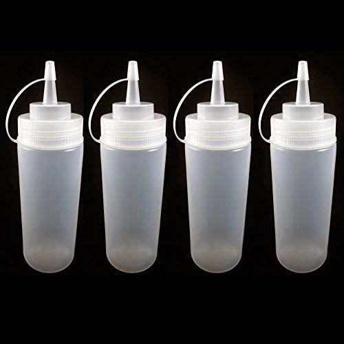 4 Pack 12oz Clear Plastic Squeeze Bottles for Condiments