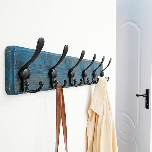 Dseap Wall Mounted Coat Rack 24 Long 6 Triple Hooks