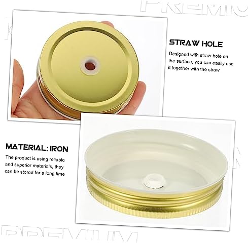 BRIGHTFUFU 48 Pcs Reusable Mason Jar Lids with Straw Hole