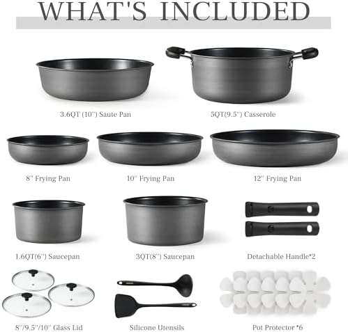 CAROTE 20pcs 4-Ply Hard Anodized Cookware Set 1