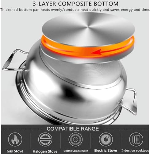 LGEOELIAS Stainless Steel Seafood Steamer Pot 30-34cm with Basket and Lid