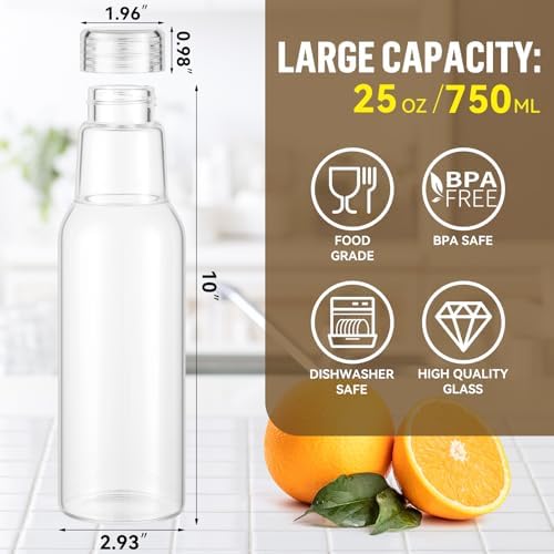 25oz Borosilicate Glass Bottles with Lids 2 Pack