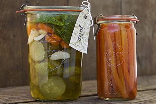 Weck Canning Jars Set of 4 - 34 Liter Glass Jars with Airtight Lids