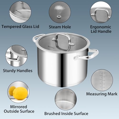 Rorence 8 QT Stockpot with Tempered Glass Lid 1
