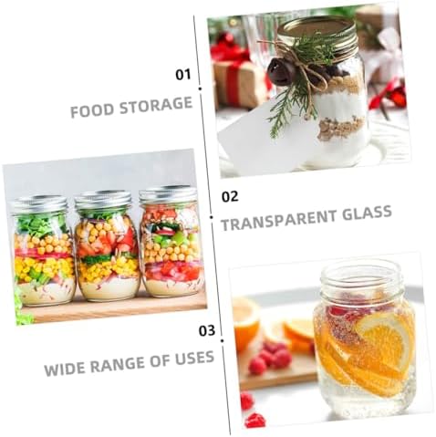 KICHOUSE 6-Piece Glass Food Storage Cans with Lids 500ml
