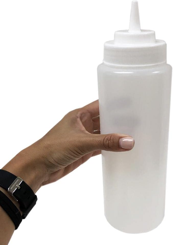 6 Clear Squeeze Bottles 32 Oz Wide Mouth Condiment Dispenser
