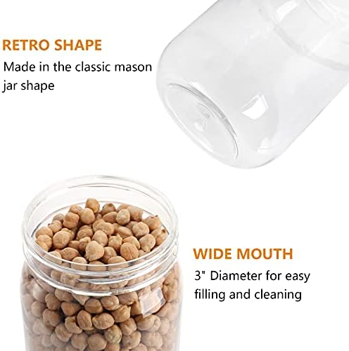 Tebery 12 Pack Clear Plastic Mason Jars with Lids 16OZ Shatterproof Drinking Jar