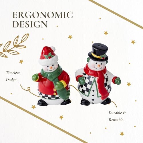 Spode Christmas Tree Snowman Salt Pepper Shaker Set