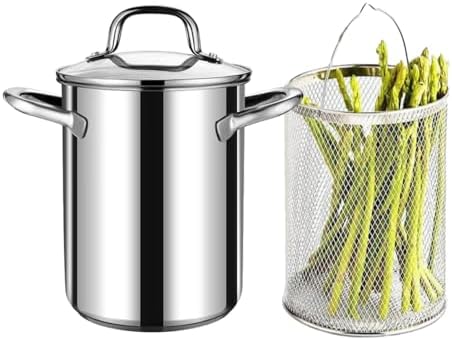 GOVNPJ Asparagus Pot with 4L Stainless Steel Steamer
