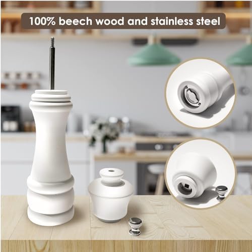 Premium Beech Wood Pepper Grinder with Stainless Steel Blade
