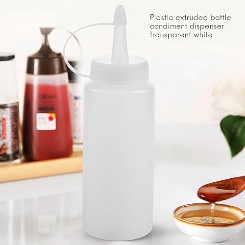Plastic Squeeze Bottle Condiment Dispenser 6 Oz Clear White