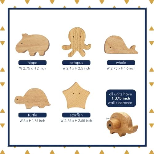 TRUULOOP Cute Animal Wood Wall Hooks - 5 Pieces
