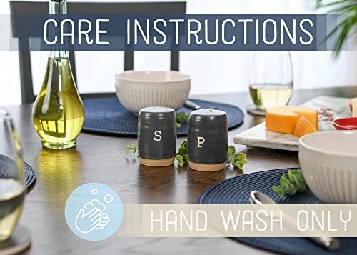 Nat Jules Raw Bottom Grey Ceramic Salt Pepper Shaker Set