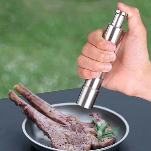 HalfofLife Salt Pepper Grinder Set Push Button Stainless Steel Refillable