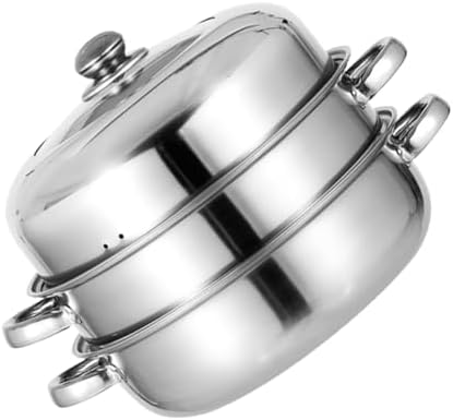 BEBEMOKO 3 Layer Steamer Pot Stainless Steel Glass with Anti-Scalding Handle