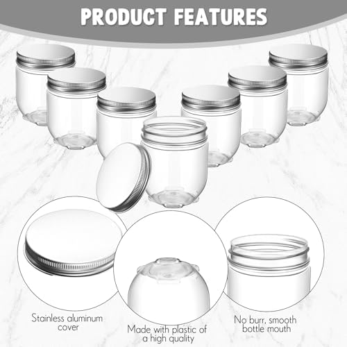 Tanlade 60 Pcs 4 oz Clear Plastic Jars with Lids 1