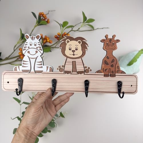 Kids Toddler Coat Hat Rack - 137 Long Wood Animal Hook Wall Mount