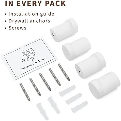 Wooden White Wall Hooks Pack of 4 Modern Farmhouse