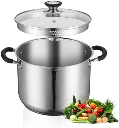 8 Quart Stock Pot with Glass Lid and Pour Spout