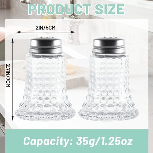 Wongblee Salt Pepper Shaker Glass Set Retro Hobnail Design