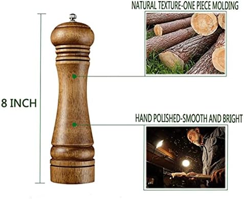 BINHAI Adjustable Pepper Mill Set 2 Piece 8 Inches