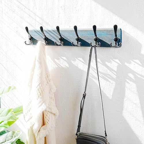 Dseap Wall Mounted Coat Rack 24 Long 6 Triple Hooks