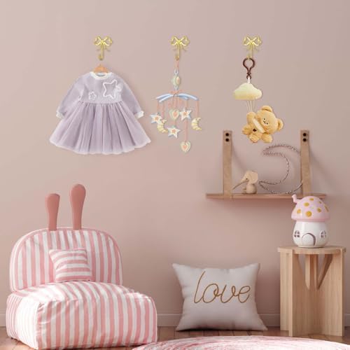 WODEGIFT Large Gold Bow Wall Hooks for Coats