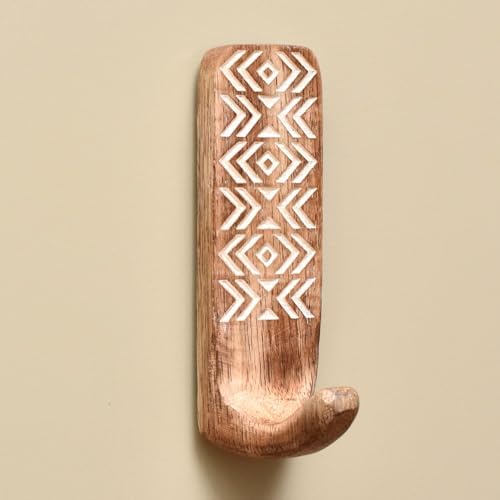 Indian Shelf 6 Piece Wooden Wall Hooks with Adhesive