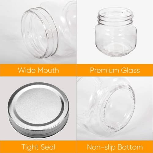 QAPPDA 8 oz Mason Jars with Silver Lids Set of 30