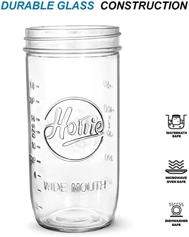 Tebery 6 Pack 24-Ounce Wide Mouth Canning Jars with Airtight Lids