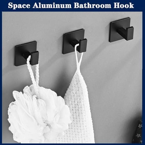 MOOWI Black Coat Hook Self Adhesive Robe Hook for Home Storage