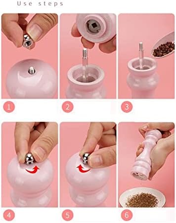 BOFANGSM Pepper Salt Grinder 2 Pcs Wooden Adjustable Spice Mill Pink