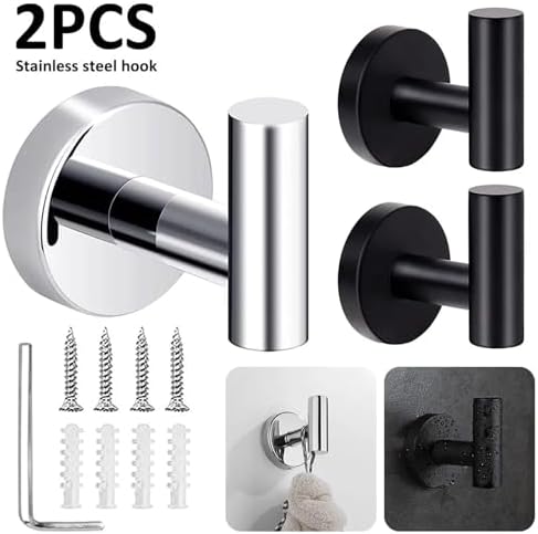 HCANte Wall Mounted Coat Racks 2Pcs Brushed Nickel Towel Hooks