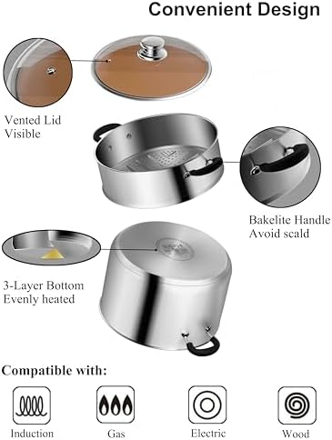 VENTION 48 QT Induction Steamer Pot with 94 Inch Basket