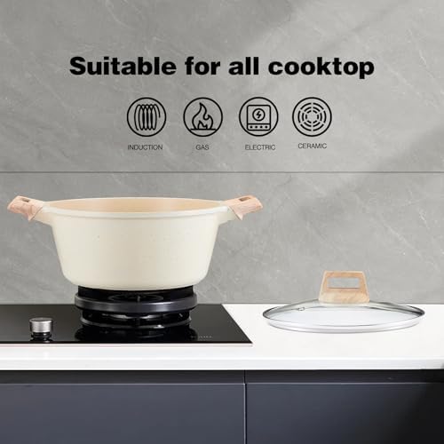 TIPTAP Nonstick Stock Pot with Lid 4L Granite Cookware